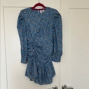 Blue Floral Long Sleeve Dress